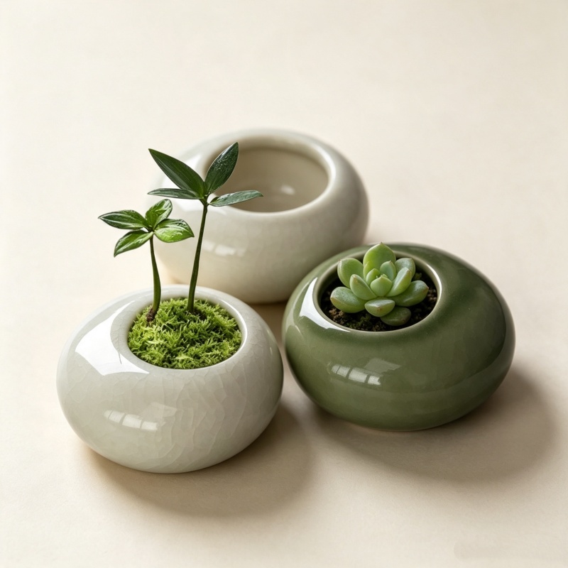Plant Desk Mini - Mini Eisriss-Glasierte Pflanzentöpfe Kreative Sukkulenten-Töpfe Bonsai-Vasen