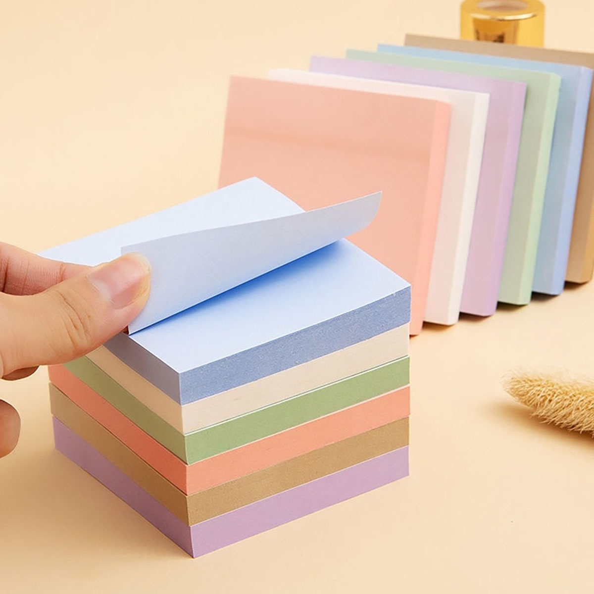 Sticky Note Dispenser - 100 Blatt Farbige Haftnotizen, Klebepads, Schreibwaren,