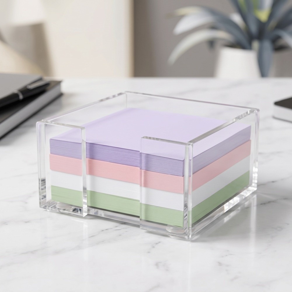 Sticky Note Dispenser - Transparenter Haftnotizhalter Multifunktionaler Kristallklarer Notizblockhalter Schreibtischorganisation