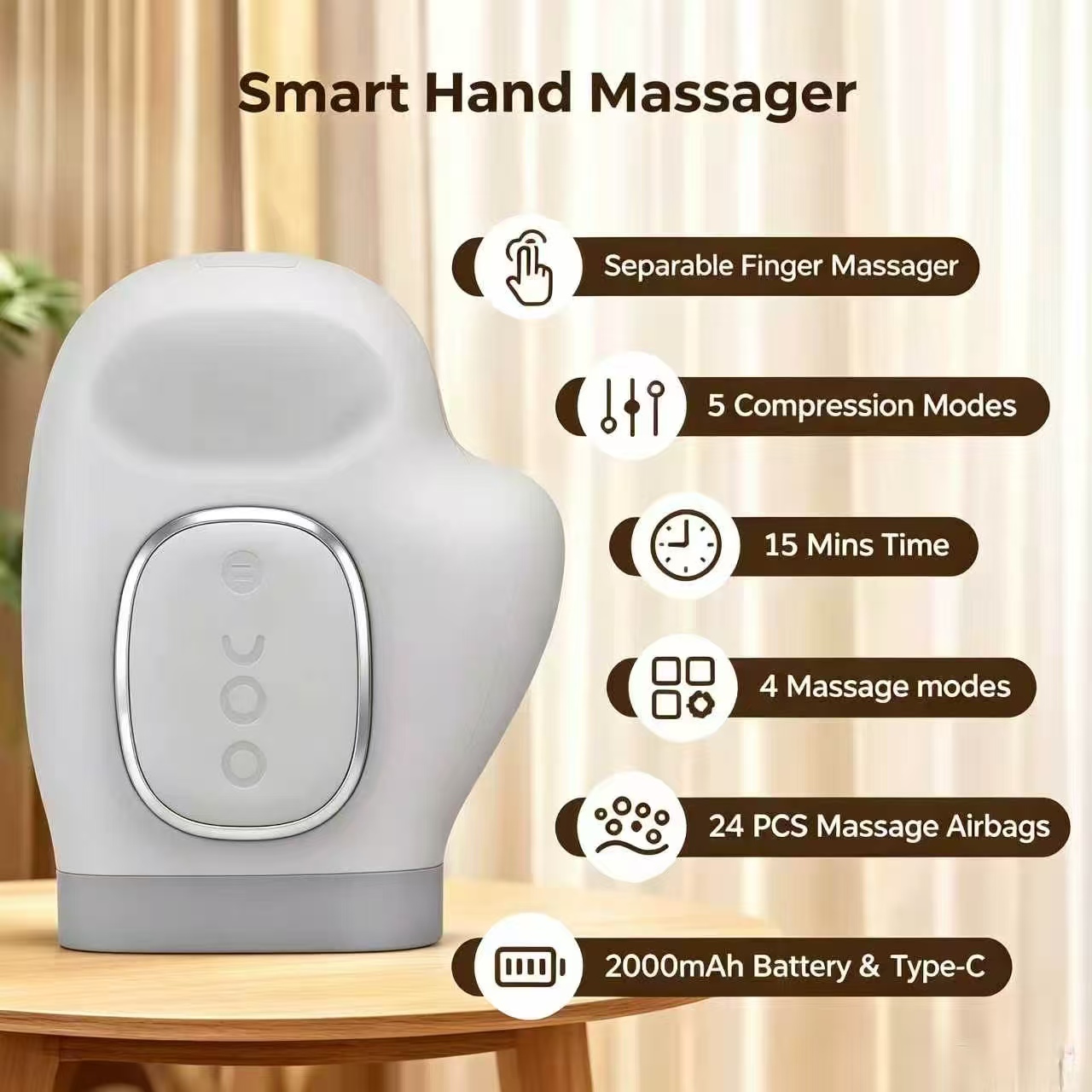 Home Office Alternative - Handmassagegerät mit Luftdruck-Knetfunktion, tragbarer Hand- und