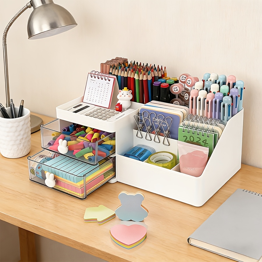 Letter Tray Desk - Niedlicher Hasen-Schreibtisch-Organizer Stifthalter mit Transparenten Schubladen