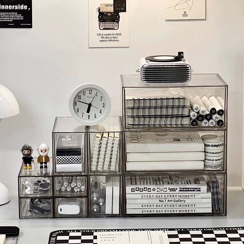 Home Office Desk With Drawers - Desktop-Organizer, Schubladentyp, Acryl-Box, Schreibwaren-Organizer, Kosmetik-Organizer für