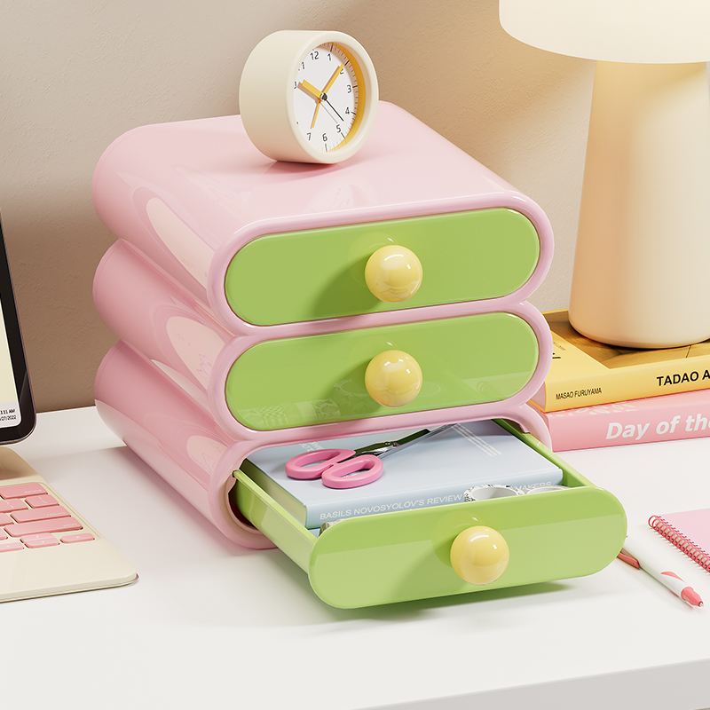 Desk Drawer Small - Uforu Dopamine Schreibtisch-Organizer, 3-stufige Schubladen-Aufbewahrungsboxen, multifunktionales
