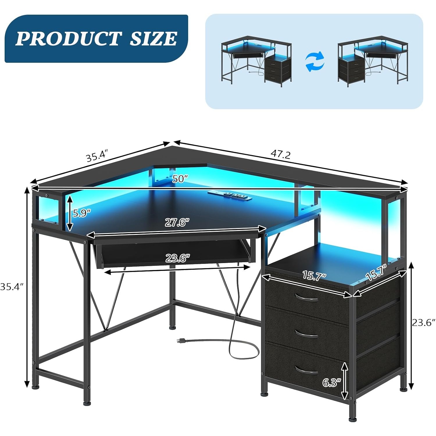 47-Zoll-Eckschreibtisch mit Sc – Desk Drawer Small Bewertung und Preis