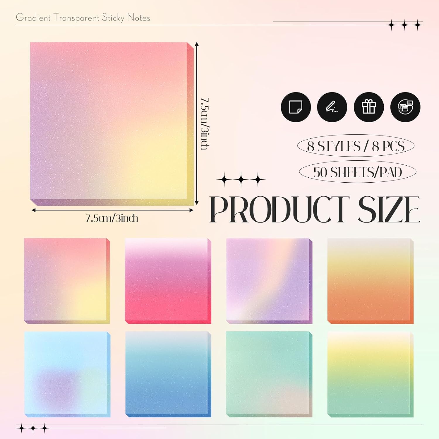 Glitzernder, halbtransparenter – Sticky Note Dispenser Bewertung und Preis